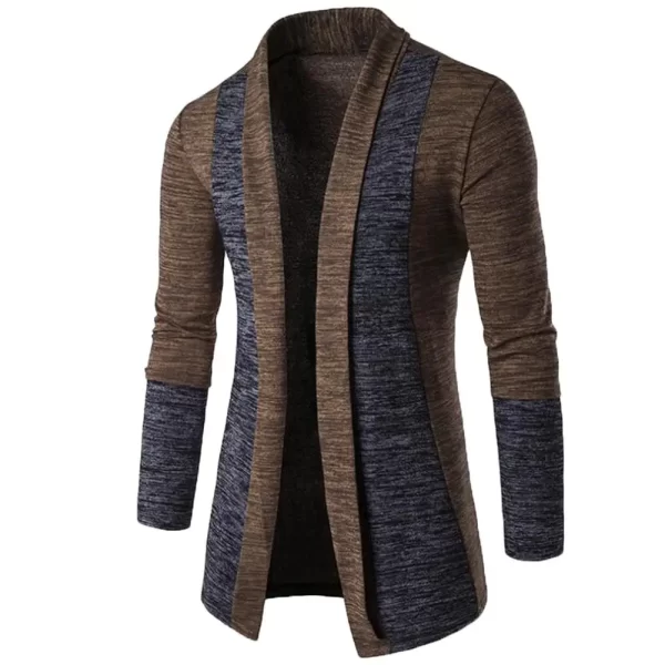 New Retro Men's Sweater Men's Cardigan Stitching Contrast Color Long-sleeved Slim-fit Sweater Jacket Jaqueta Masculina Inverno - Image 4