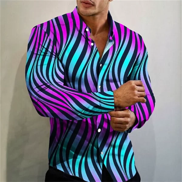 2023 men's T-shirt suit button shirt half splicing trend new geometric flower clear pattern soft and comfortable shirt clothing - Image 4