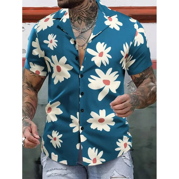 Hawaiian Summer Flower Shirt men's 3D Shirt Beach Vacation Short Sleeved Oversized Shirt Casual men's Vacation Trend New Style - Image 4