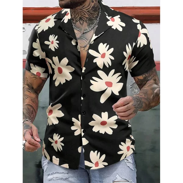 Hawaiian Summer Flower Shirt men's 3D Shirt Beach Vacation Short Sleeved Oversized Shirt Casual men's Vacation Trend New Style