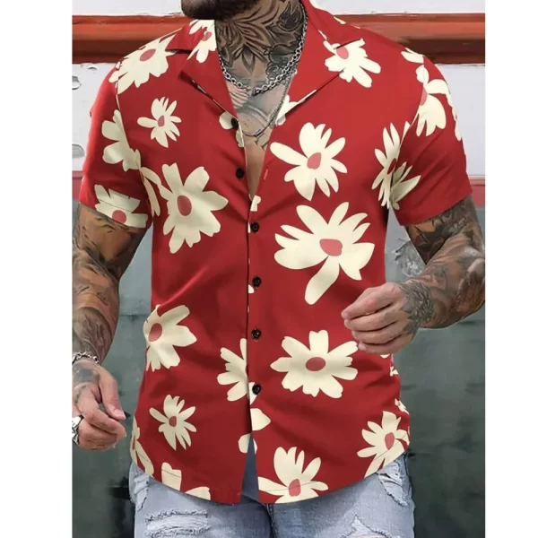 Hawaiian Summer Flower Shirt men's 3D Shirt Beach Vacation Short Sleeved Oversized Shirt Casual men's Vacation Trend New Style - Image 3