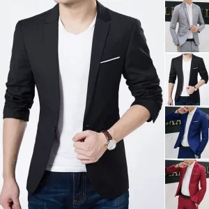 New Men's Casual Slim Fit Formal Button Suit Blazer Coat Jacket Tops Slim Fit Blazer For Men Party Dress Male Fashion Casual