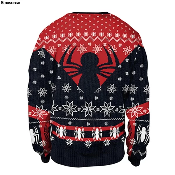 Men Women New Year Eve Xmas Sweatshirt 3D Spider Printed Holiday Party Jumper Tops Couples Pullover Ugly Christmas Sweater - Image 4