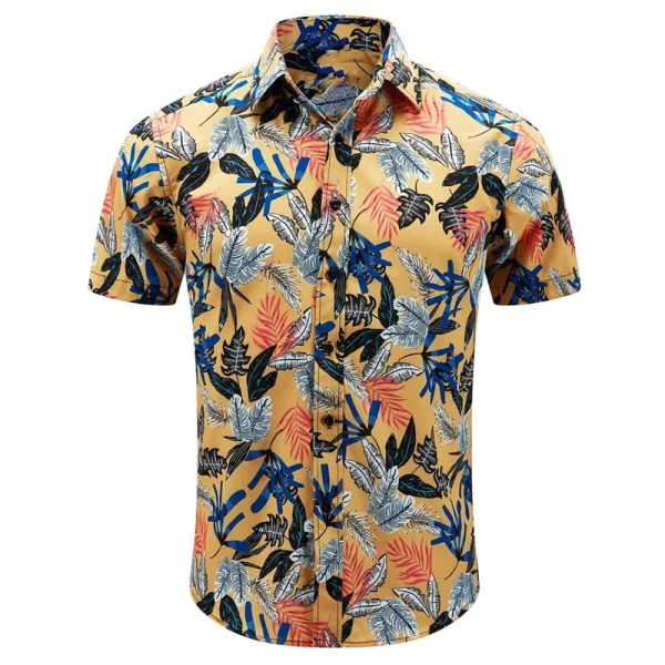 Men's shirt 2024 new style printed lapel short-sleeved Hawaiian vacation summer casual breathable street outdoor work daily - Image 3