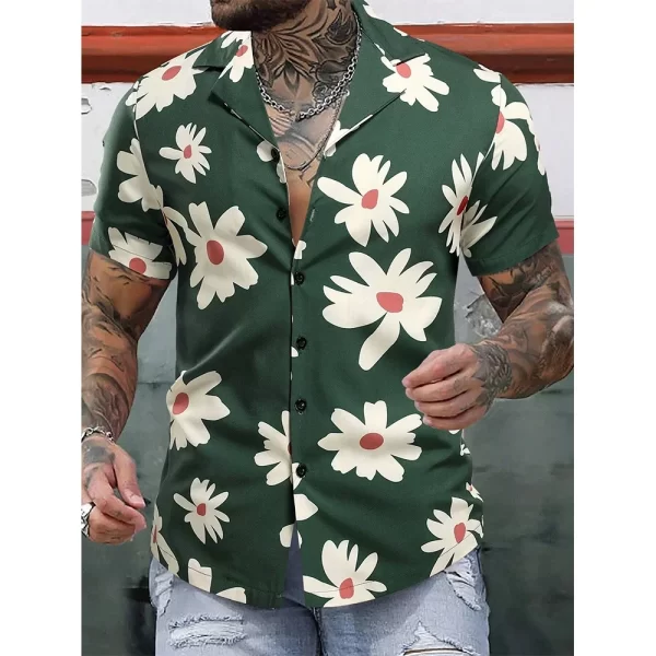 Hawaiian Summer Flower Shirt men's 3D Shirt Beach Vacation Short Sleeved Oversized Shirt Casual men's Vacation Trend New Style - Image 2