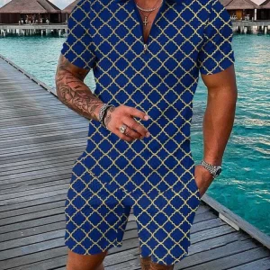 New Summer Trend Retro 3D Print Men's Tracksuit Set Casual Zipper Collar Polo Shirt And Shorts 2pcs Sets Men Clothing Pullover - Image 6