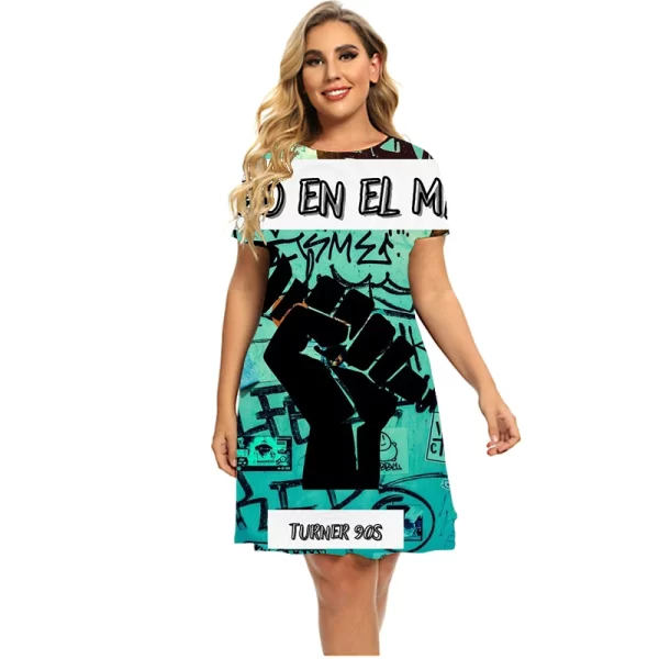 New Fashion Cute Kawaii Dresses Women Graffiti Print Hip Hop Short Sleeve Loose Casual Mini Dress Plus Size Summer Clothing 6XL - Image 3