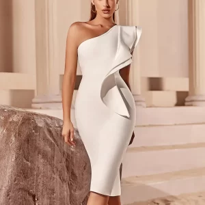 Women's Elegant Bandage Style Shoulder Strap Dress - Image 2