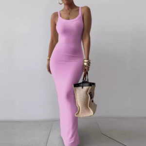 Hot 2024 Summer New Cross-border Amazon AliExpress Hot White Sling Slim Tight Dress - Image 3