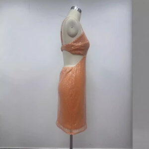 Women's Elegant Summer Sequin Backless Hollow Dress - Image 3