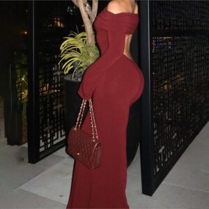 Women's Off Shoulder Backless Evening Dress - Image 3