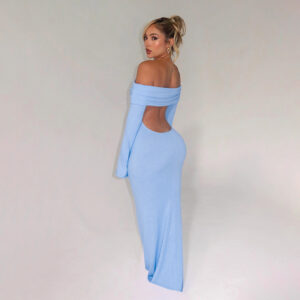 Women's Off Shoulder Backless Evening Dress - Image 4