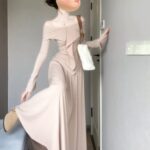 Women's New One-Shoulder Knitted Style Long Skirt Dress