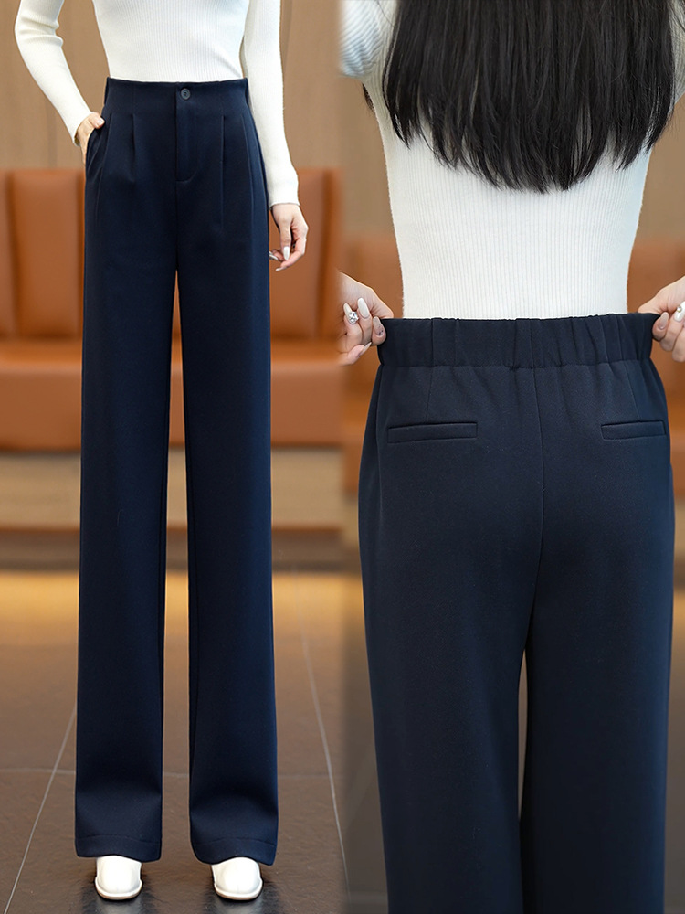 Winter Woolen Straight Pants For Women Loose Draped Casual Pants - Image 2