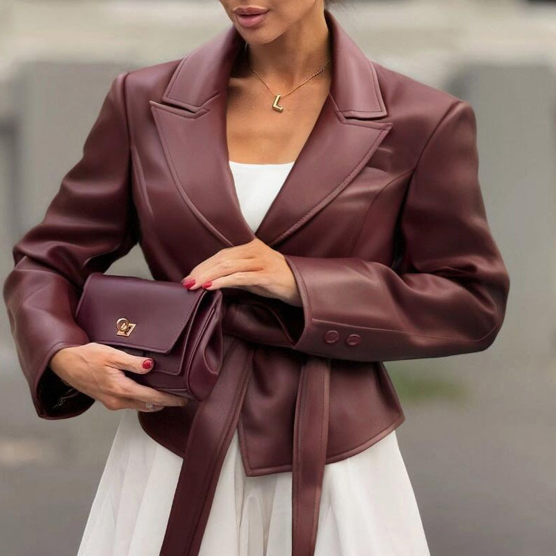 Long-Sleeved Lace-Up Small Suit Jacket
