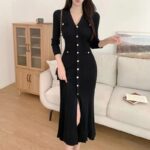 Women's Black Waist Slimming Fishtail Skirt