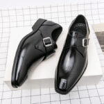 Men's Leather Shoes Black Casual All-Match