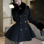 Waist-Cinching Long-Sleeved Woolen Outwear For Ladies