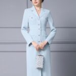 Elegant Suit Collar With Coat, Long-Sleeved Woolen Skirt
