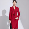 Red Long-Sleeved Small Suit – Jacket & Women's Vest Pants