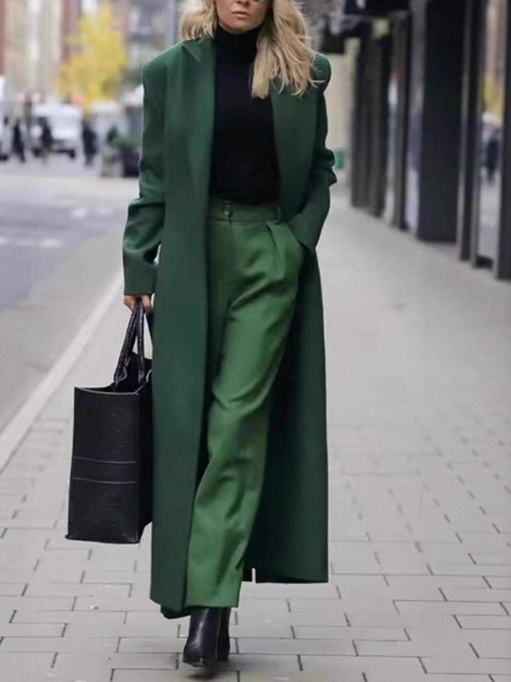 Casual Long Warm Woolen Coat - Image 4