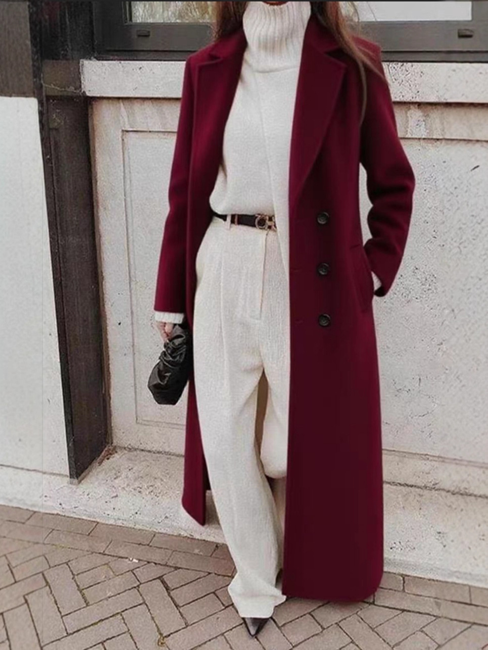 Casual Long Warm Woolen Coat - Image 3