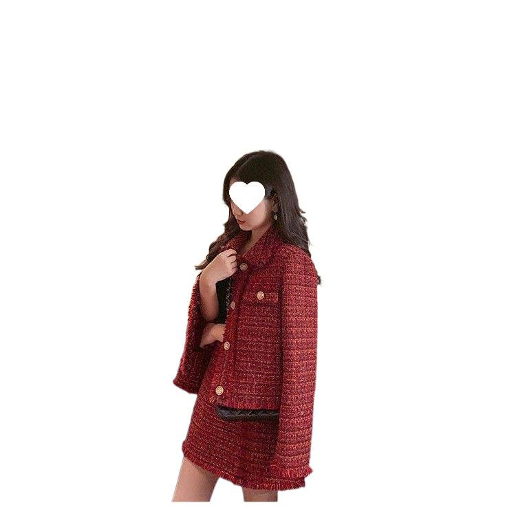 Women’s Small Fragrance Suit Skirt Two-Piece Tweed Fashion Jacket - Image 5