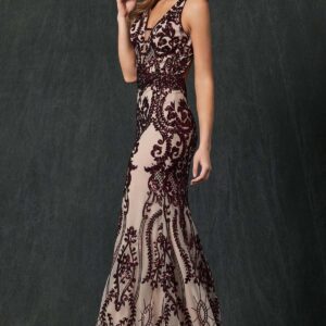Embroidered Lace Illusion  Dress