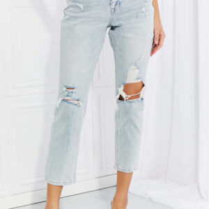 Vervet distressed cropped jeans full size women denim front view