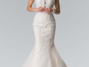 BRIDAL - Illusion V-Neck Mermaid Style Lace Wedding Dress