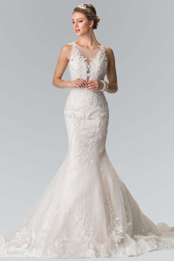 BRIDAL - Illusion V-Neck Mermaid Style Lace Wedding Dress