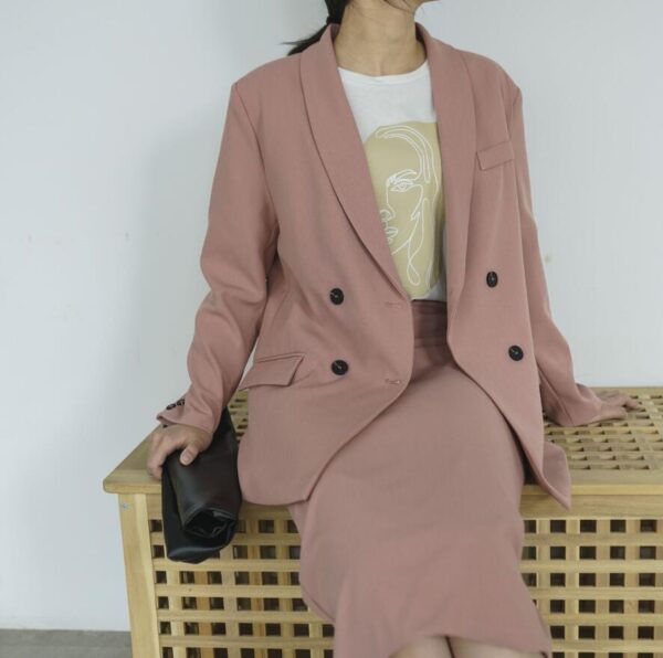 Women Blazer Suits Doule Breasted Pink Blazer