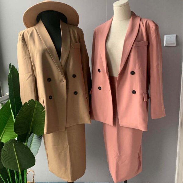 Women Blazer Suits Doule Breasted Pink Blazer