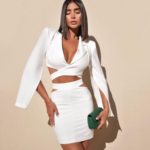 White Tube Top Suit Skirt Evening Dress