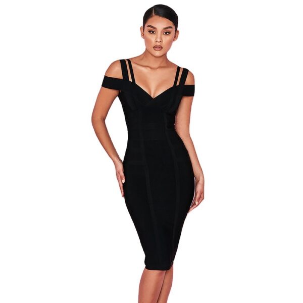 Bandage V-neck Tight-fitting Double Off-the-shoulder Shoulder Straps