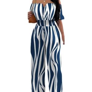 Printed Strapless Elasticated Loose-fitting Jumpsuit