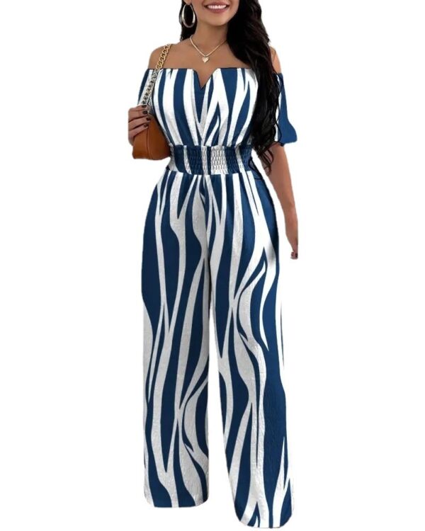 Printed Strapless Elasticated Loose-fitting Jumpsuit