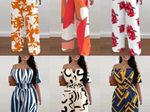 Printed Strapless Elasticated Loose-fitting Jumpsuit