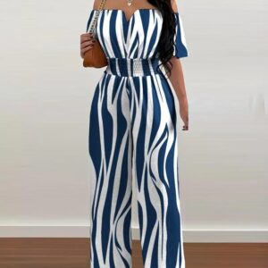 Printed Strapless Elasticated Loose-fitting Jumpsuit