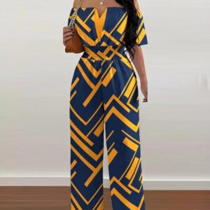 Printed Strapless Elasticated Loose-fitting Jumpsuit