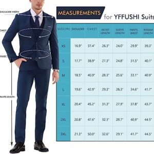 YFFUSHI Men's Slim Fit 3 Piece Suit One Button Business Wedding Prom Suits Blazer Tux Vest Trousers