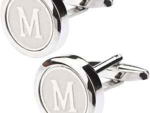 Dannyshi Mens Classic Stainless Steel Initial Cufflinks 26 Alphabet Initial Letter Cufflinks Business Wedding Shirts A-Z