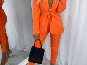 Fruit Collar Suit Jacket + Pants Suit