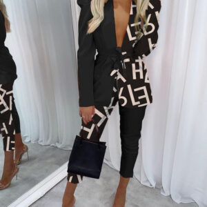 Fruit Collar Suit Jacket + Pants Suit
