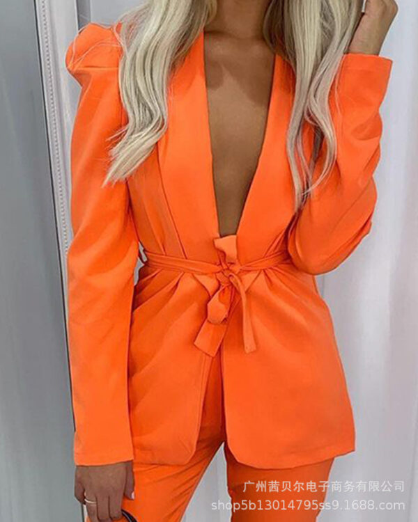 Fruit Collar Suit Jacket + Pants Suit