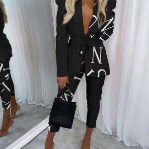 Fruit Collar Suit Jacket + Pants Suit