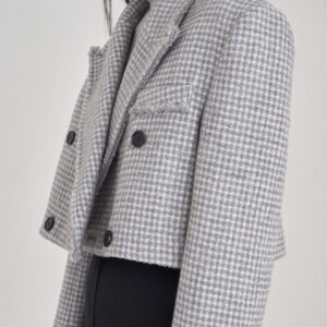 Peak Collar Houndstooth Wool Short Jacket