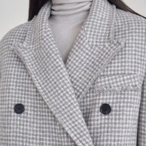 Peak Collar Houndstooth Wool Short Jacket
