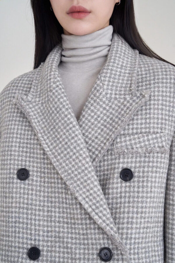 Peak Collar Houndstooth Wool Short Jacket