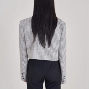 Peak Collar Houndstooth Wool Short Jacket